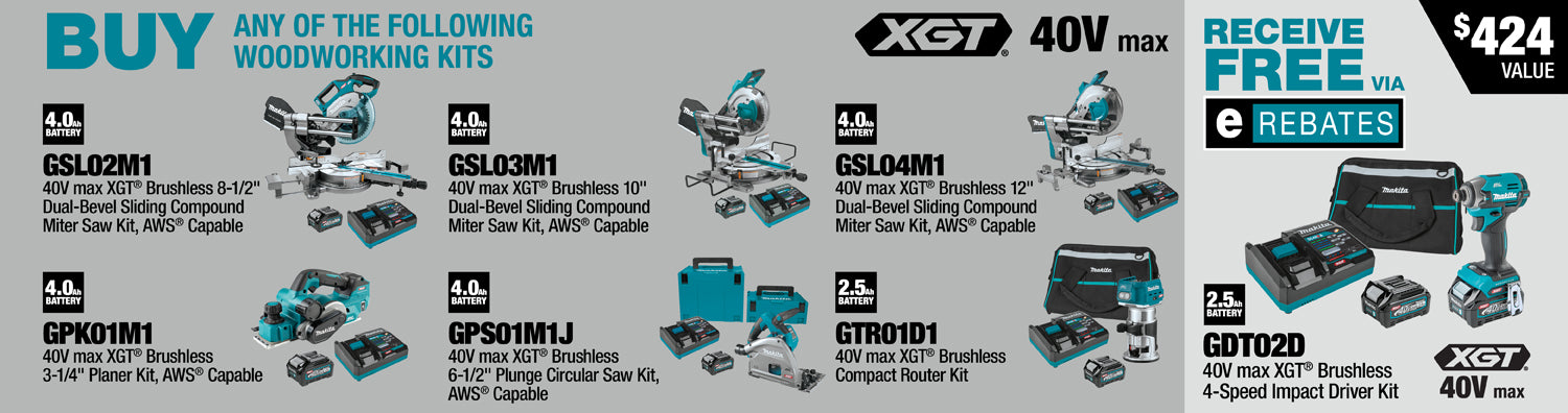 MAKITA Kit de sierra ingletadora compuesta deslizante de doble bisel de 40 V MAX XGT® de 12" 