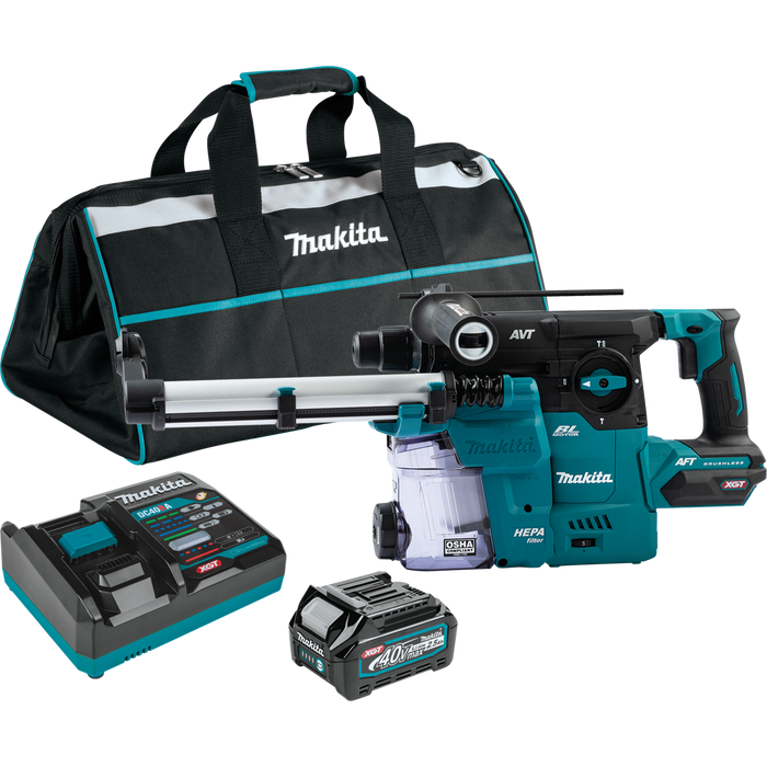 MAKITA 40V MAX XGT® 1‑3/16" SDS‑PLUS AVT® Rotary Hammer w/ Dust Extractor Kit