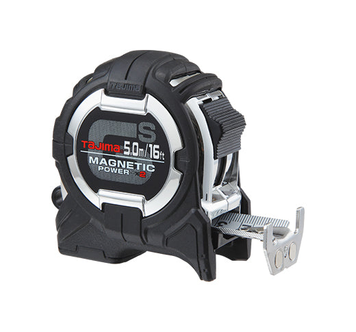 TAJIMA 16' / 5m GS-LOCK™ Magnetic Power X2 Measuring Tape w/ Compatible Clip