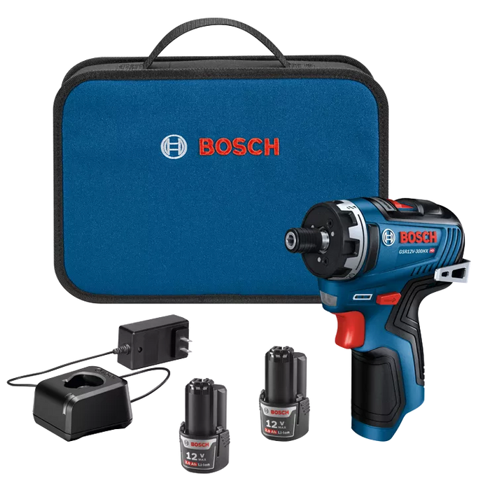 BOSCH 12V MAX 1/4" Hex Two-Speed Screwdriver Kit