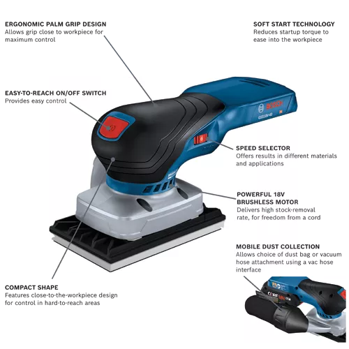 BOSCH 18V Sheet Orbital Finishing Sander (Tool Only)