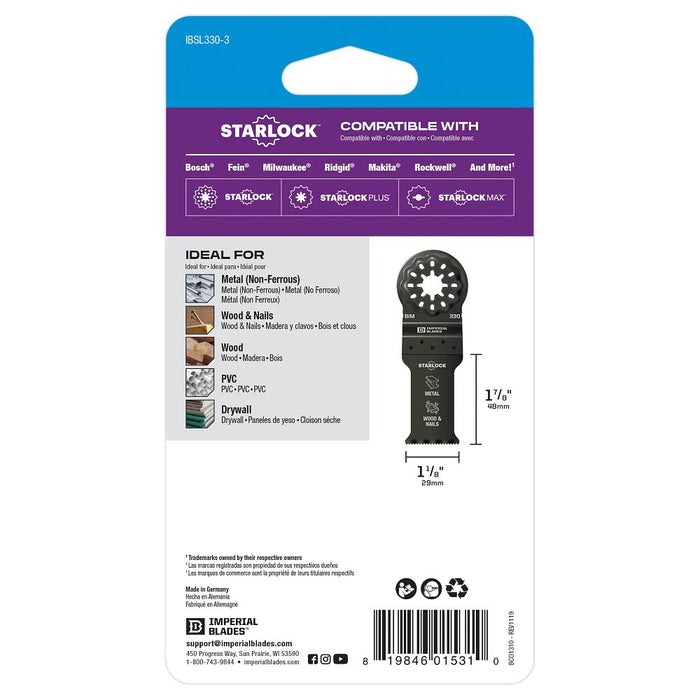 Milwaukee Tools STARLOCK 1-1/8" Mtl/WOOD BLD 3PK IBSL330-3