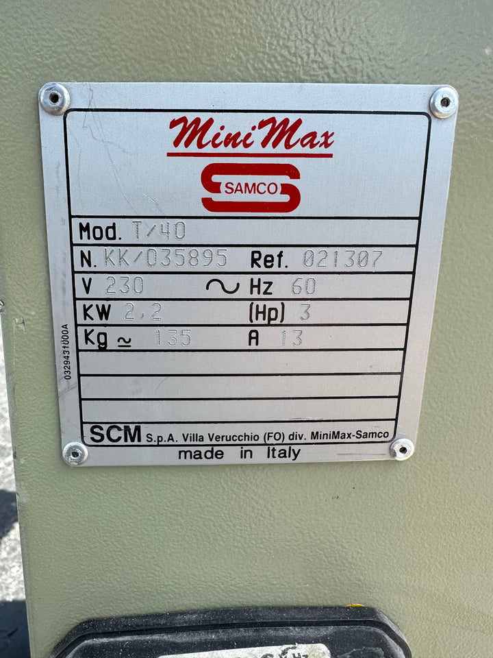USED SCM MiniMax-Samco T40 Shaper 3HP 230V