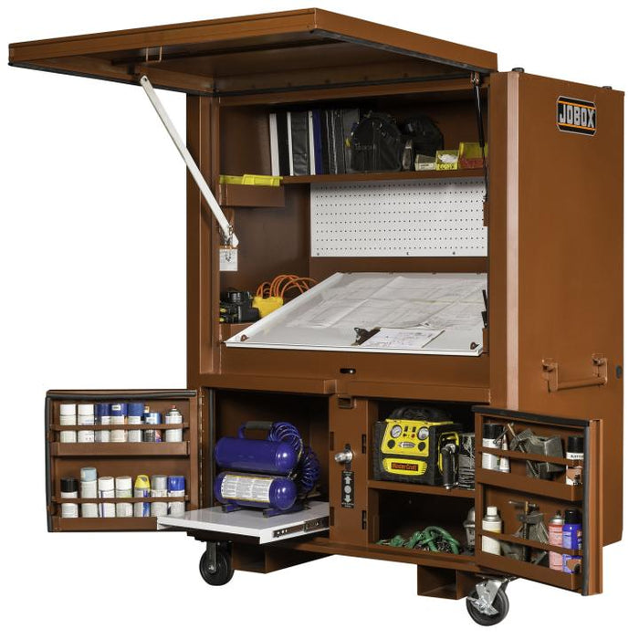 Crescent JOBOX 1-510990 Mobile Field Office, 90.9 cu ft, 63 in W x 33 in D x 80 in H, Steel, 3-Door / 2-Shelf, 6 in Locking Casters, 1,500 lb Capacity