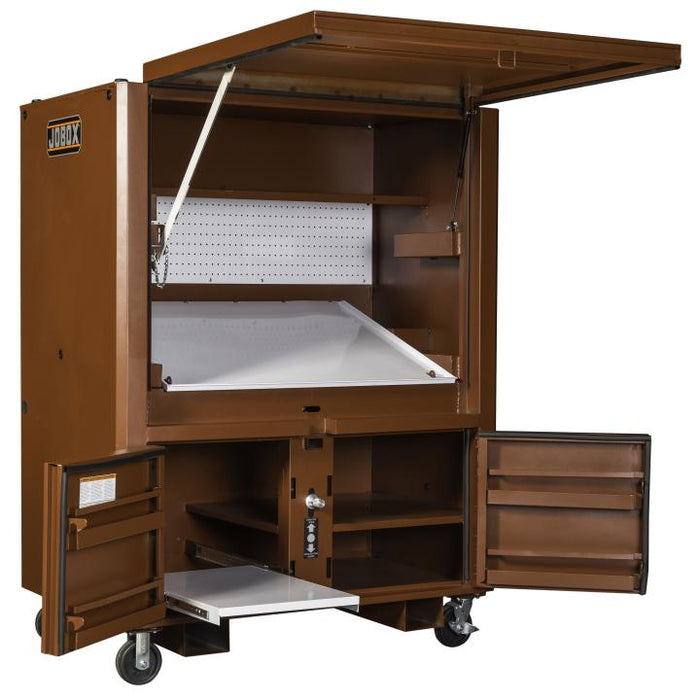 Crescent JOBOX 1-510990 Mobile Field Office, 90.9 cu ft, 63 in W x 33 in D x 80 in H, Steel, 3-Door / 2-Shelf, 6 in Locking Casters, 1,500 lb Capacity