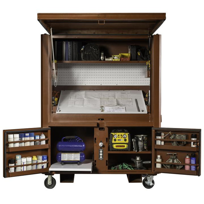 Crescent JOBOX 1-510990 Mobile Field Office, 90.9 cu ft, 63 in W x 33 in D x 80 in H, Steel, 3-Door / 2-Shelf, 6 in Locking Casters, 1,500 lb Capacity