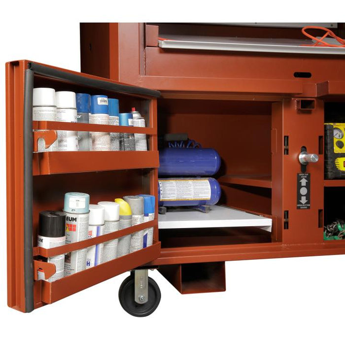 Crescent JOBOX 1-510990 Mobile Field Office, 90.9 cu ft, 63 in W x 33 in D x 80 in H, Steel, 3-Door / 2-Shelf, 6 in Locking Casters, 1,500 lb Capacity