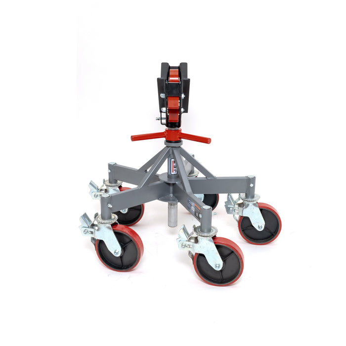 JET JPJ-L5L-SR Low 5 Leg Pipe Jack Stand w/Casters & Steel Rollers