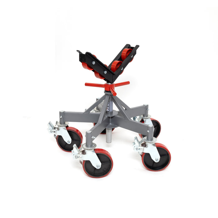 JET JPJ-L5L-SR Low 5 Leg Pipe Jack Stand w/Casters & Steel Rollers