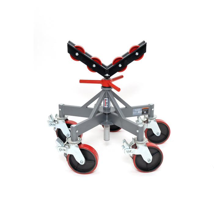 JET JPJ-L5L-SR Low 5 Leg Pipe Jack Stand w/Casters & Steel Rollers