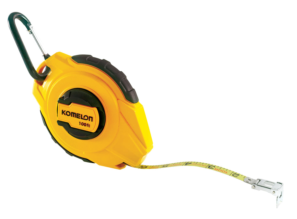 Komelon 100' x 3/8" Closed Case Steel with Carabiner Clip