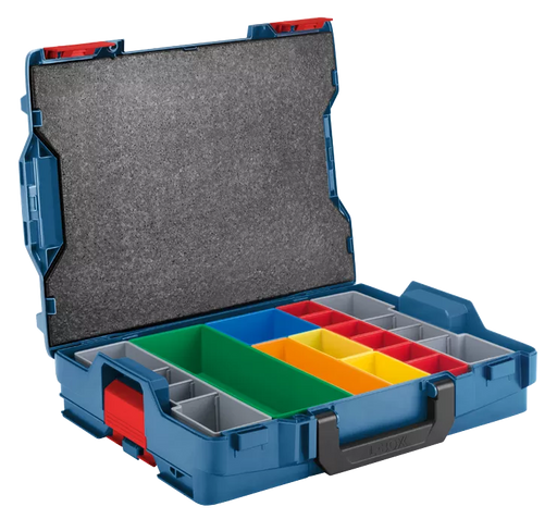 BOSCH 4-1/2" X 14" X 17-1/2" Stackable L-Boxx Accessory Storage Case w/ 13 Accessory Inserts