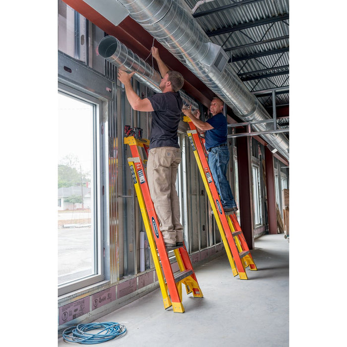 Werner L6206 LEANSAFE Fiberglass Leaning Ladder, 6 ft, Type IA, 300 lb Duty Rating, L6200 Series
