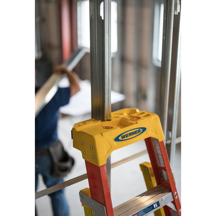 Werner L6206 LEANSAFE Fiberglass Leaning Ladder, 6 ft, Type IA, 300 lb Duty Rating, L6200 Series