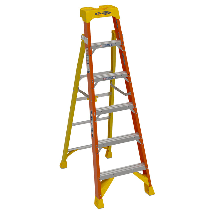 Werner L6206 LEANSAFE Fiberglass Leaning Ladder, 6 ft, Type IA, 300 lb Duty Rating, L6200 Series