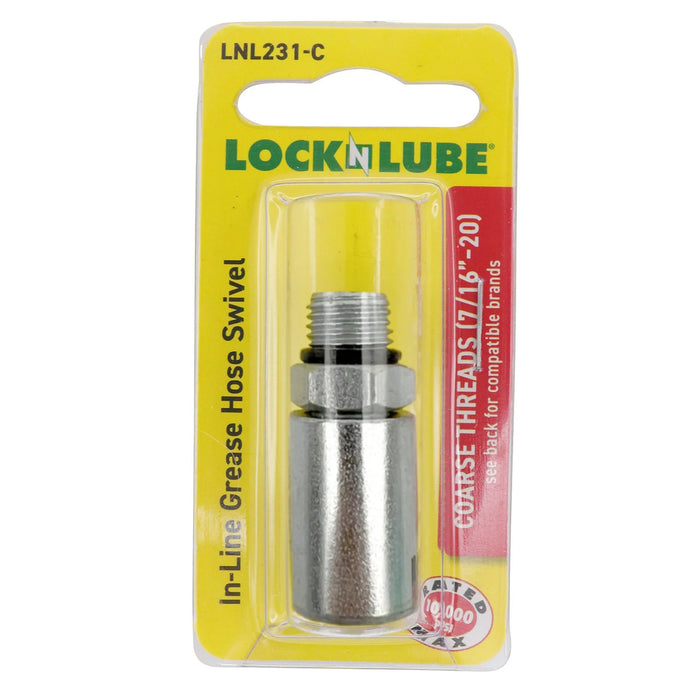 LOCKNLUBE Coarse Threads (7/16”–20) Grease Hose Swivel