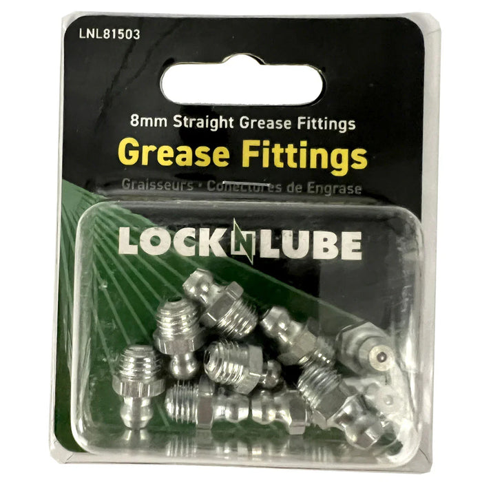 LOCKNLUBE Grease Fittings - 8mm Straight Grease Fittings