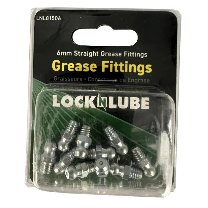 LOCKNLUBE Grease Fittings - 6mm Straight Grease Fittings
