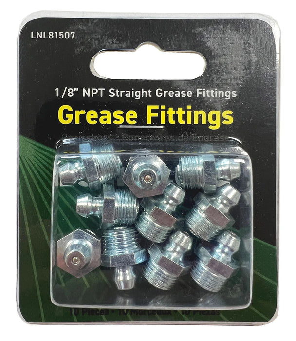 LOCKNLUBE Grease Fittings - 1/8" NPT Straight, 10-PACK