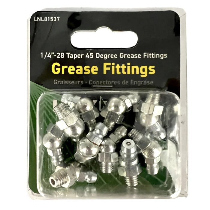 LOCKNLUBE Grease Fittings - 1/4"-28 Taper 45 Degree Grease Fittings