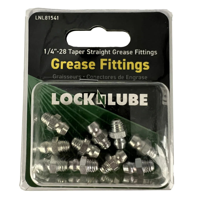 LOCKNLUBE Grease Fittings - 1/4"-28 Taper Straight Grease Fittings