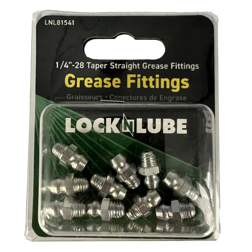 LOCKNLUBE Grease Fittings - 1/4"-28 Taper Straight Grease Fittings