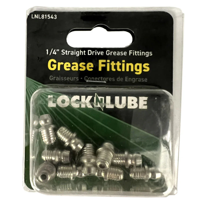 LOCKNLUBE Grease Fittings - 1/4" Straight Drive Grease Fittings