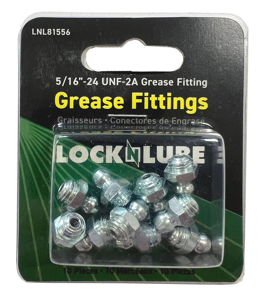 LOCKNLUBE Grease Fittings - 5/16"-24 UNF-2A, 10-PACK