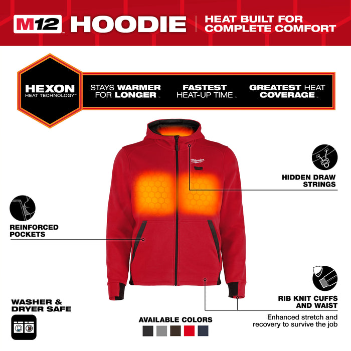Milwaukee HEATED HOODIE ONLY - RED S M200R-20S