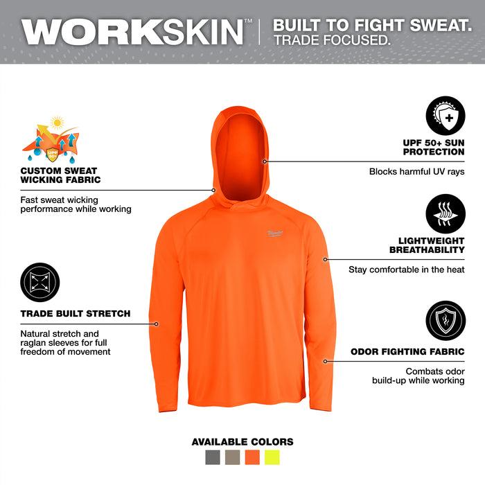 Milwaukee WORKSKIN Hooded Shirt Orange S M550A-S