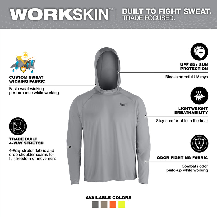 Milwaukee WORKSKIN Hooded Shirt - Gray 2X M550G-2X