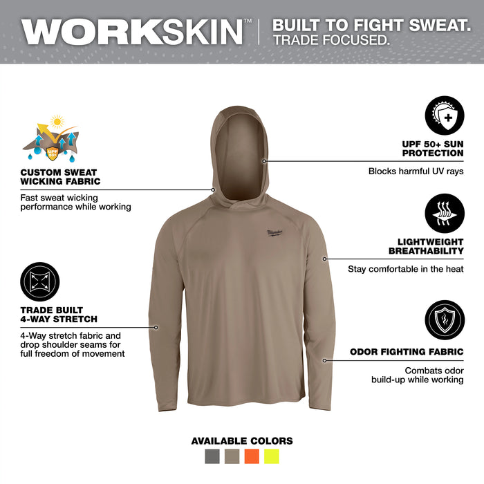 Milwaukee WORKSKIN Hooded Shirt - Sand 2X M550N-2X