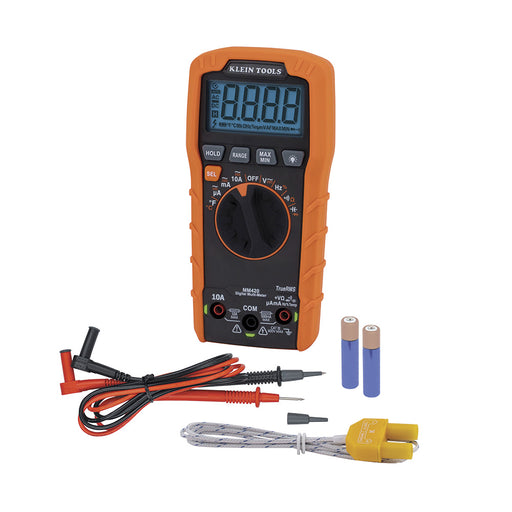 KLEIN TOOLS Digital Multimeter, TRMS Auto-Ranging, 600V, Temp