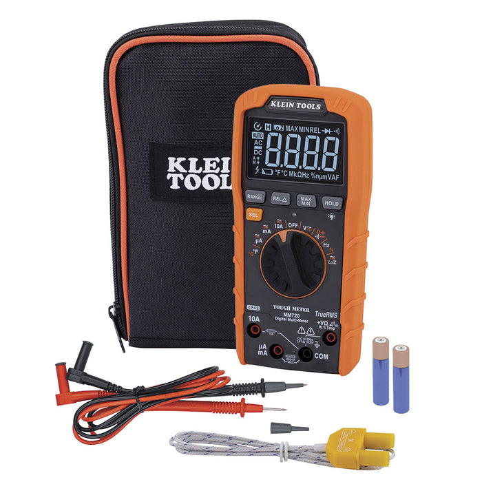 KLEIN TOOLS Digital Multimeter, TRMS Auto-Ranging, 1000V, Temp, Low Impedance