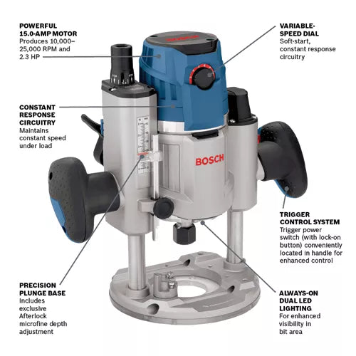 BOSCH 2.3 HP Electronic Plunge-Base Router