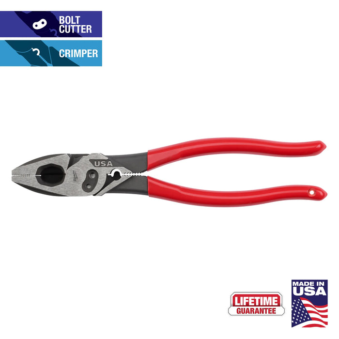 MILWAUKEE 9" Dipped Lineman's Pliers w/ Crimper & Bolt Cutter