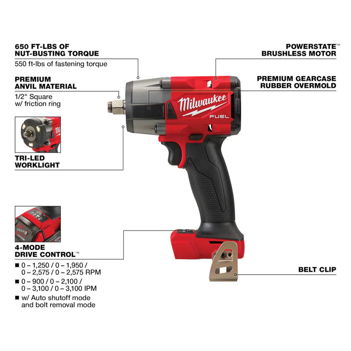 Milwaukee 3890-22 M18 FUEL 18V & M12 FUEL 12V Li-Ion Cordless 2-Tool Combo Kit 3890-22