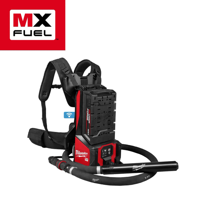 MILWAUKEE MX FUEL™ Backpack High Cycle Concrete Vibrator Kit w/ 7' Whip / 1.75" Head