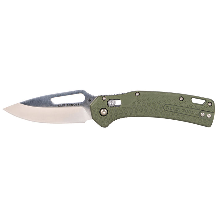 KLEIN TOOLS Drop Point Blade KTO Resurgence Knife w/ Moss Green Handle