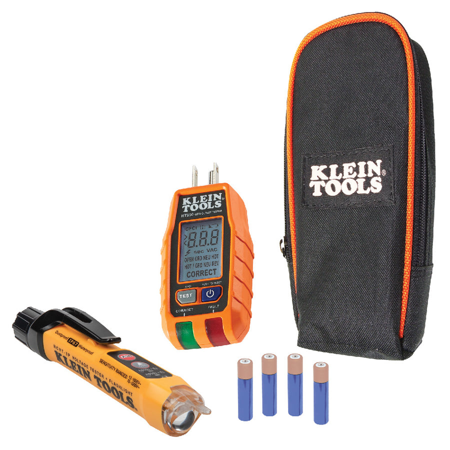 KLEIN TOOLS Premium Dual-Range NCVT & GFCI Receptacle Tester Electrical Test Kit