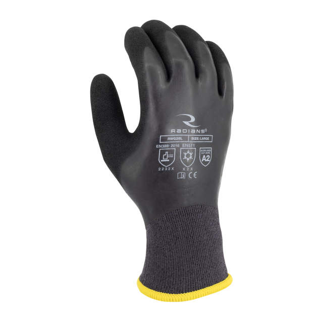 Radians RWG28 Cut Protection Level A2 Dipped Waterproof Winter Gripper Glove