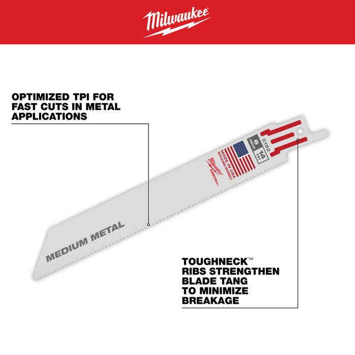 Milwaukee 6 in. 18TPI Sawzall Blade 48-01-2164