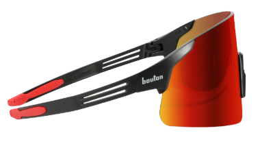 Site Boss Enhanced Coverage Frameless Safety Glasses, with Black Temples, Fire Mirror Plus PRO Polarized High Contrast Lens, and Anti-Scratch Coating 250-40-0016