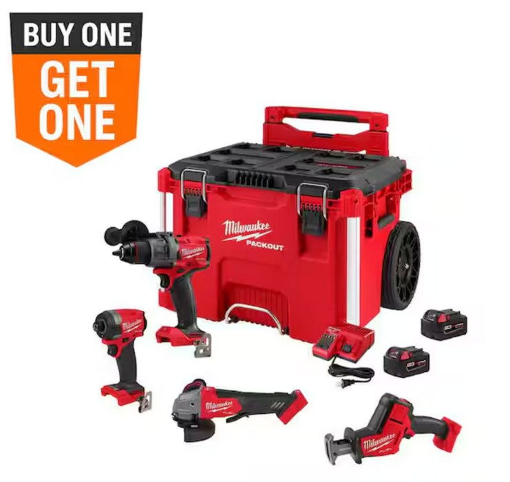 Milwaukee 3697-24PO 4PC Fuel + Packout Kit + FREE BATTERY Q4