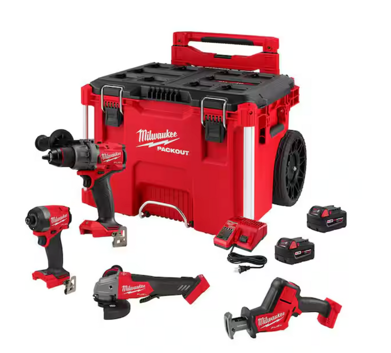 Milwaukee 3697-24PO 4PC Fuel + Packout Kit + FREE BATTERY Q4