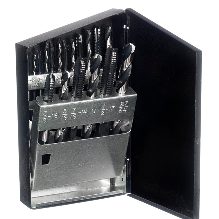 Juego de machos y taladros CHAMPION - 18 piezas.