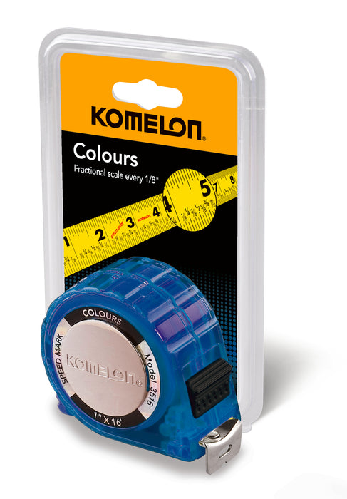 Komelon 16' x 1" Colours Tape with Fractional Graduations on Blade