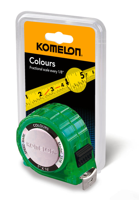 Komelon 16' x 1" Colours Tape with Fractional Graduations on Blade
