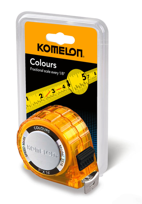 Komelon 16' x 1" Colours Tape with Fractional Graduations on Blade