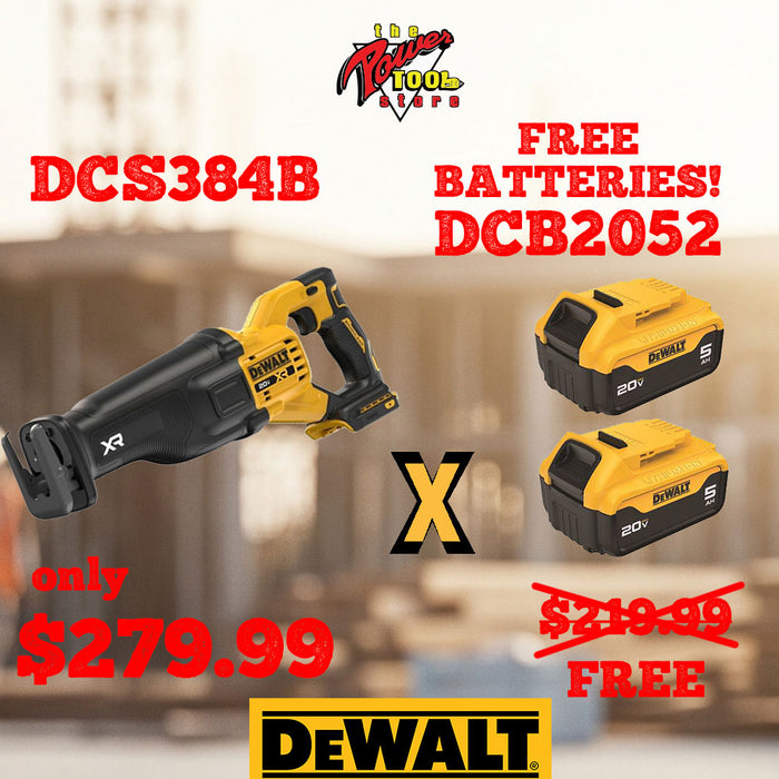 DEWALT 20V MAX XR Brushless Cordless Reciprocating Saw DCS384B FREE DCB2052